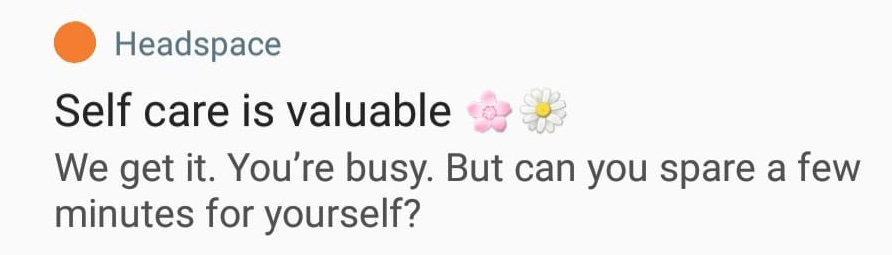 Yes-oriented question in Headspace app notification